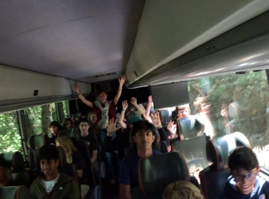 campers on the bus